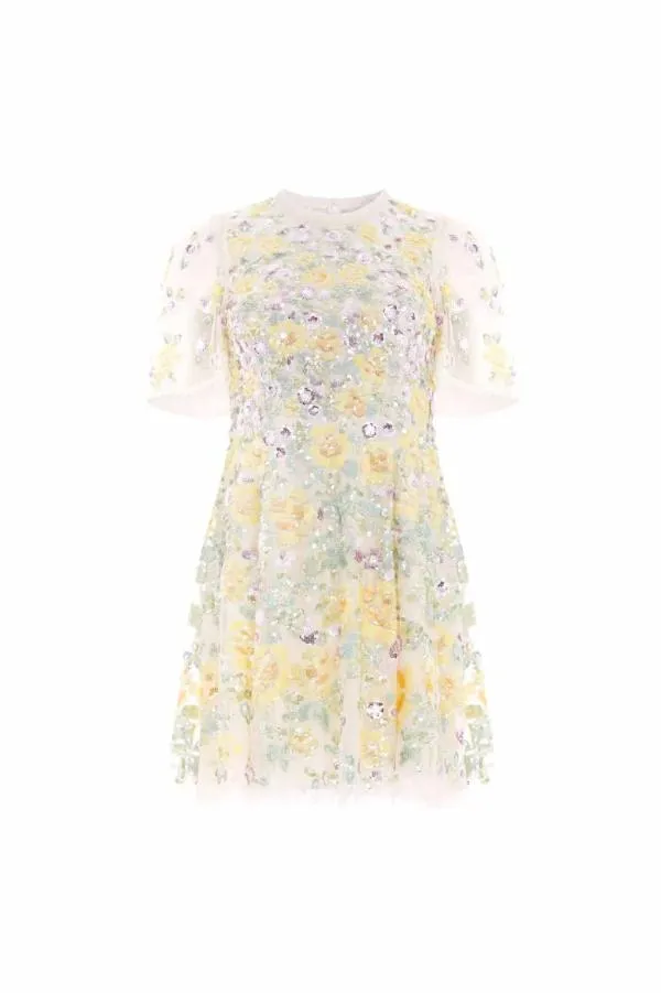 Women Needle and Thread Elina Rose Short Sleeve Mini Dress Champagne
