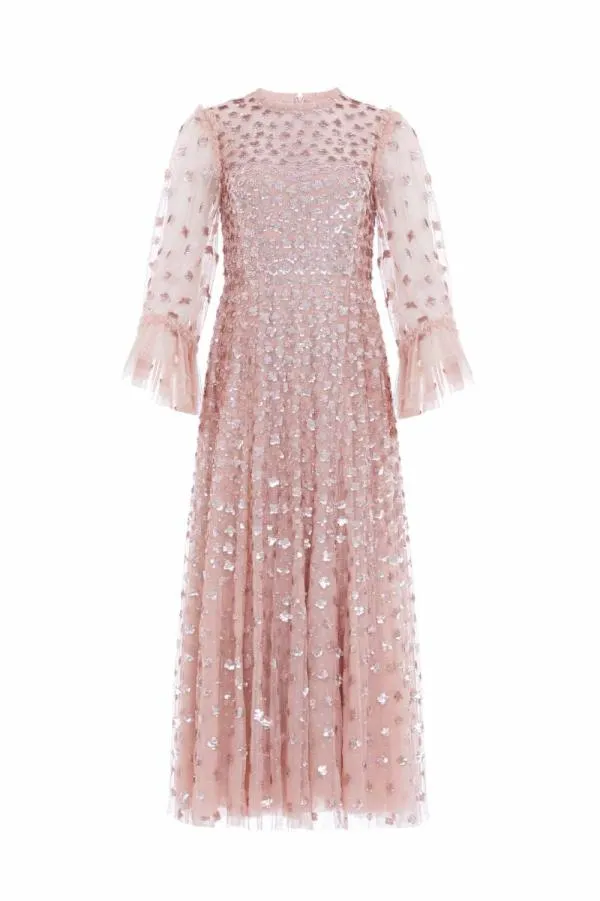 Women Needle and Thread Glisten Long Sleeve Ankle Gown Pink Women Needle and Thread Glisten Long Sleeve Ankle Gown Pink