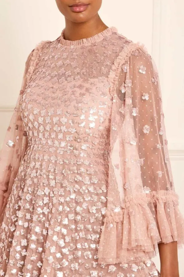Women Needle and Thread Glisten Long Sleeve Ankle Gown Pink Women Needle and Thread Glisten Long Sleeve Ankle Gown Pink