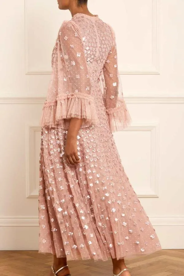 Women Needle and Thread Glisten Long Sleeve Ankle Gown Pink Women Needle and Thread Glisten Long Sleeve Ankle Gown Pink
