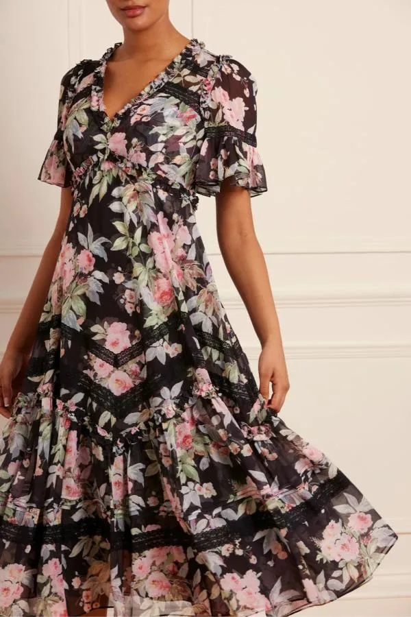 Women Needle and Thread Paradise Garden Sonata Georgette Ballerina Dress Black Women Needle and Thread Paradise Garden Sonata Georgette Ballerina Dress Black