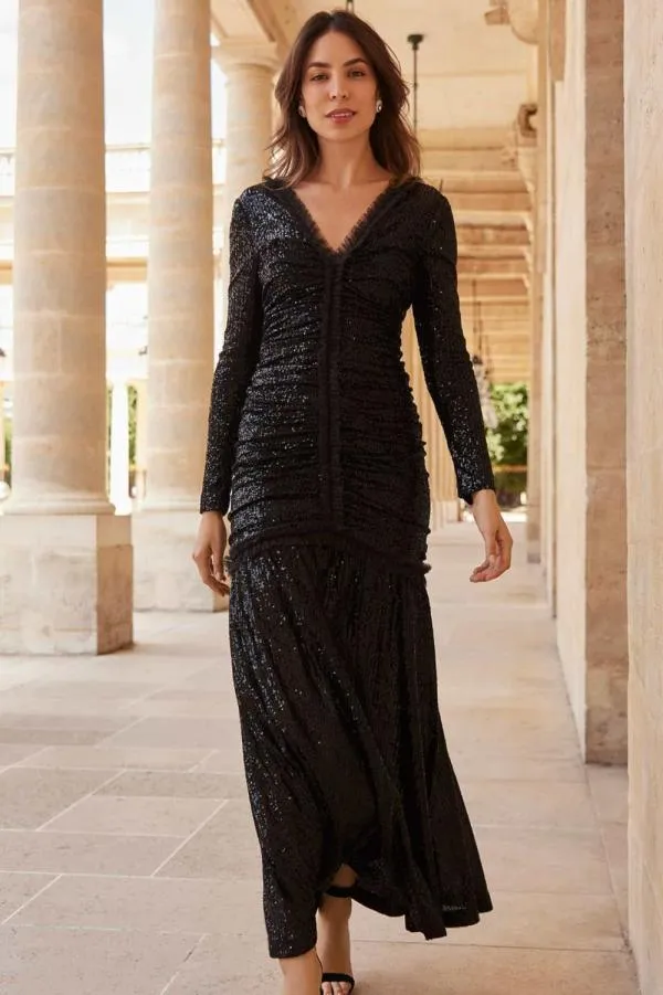Women Needle and Thread Starlight Long Sleeve Gown Black Women Needle and Thread Starlight Long Sleeve Gown Black