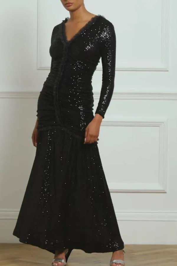Women Needle and Thread Starlight Long Sleeve Gown Black Women Needle and Thread Starlight Long Sleeve Gown Black