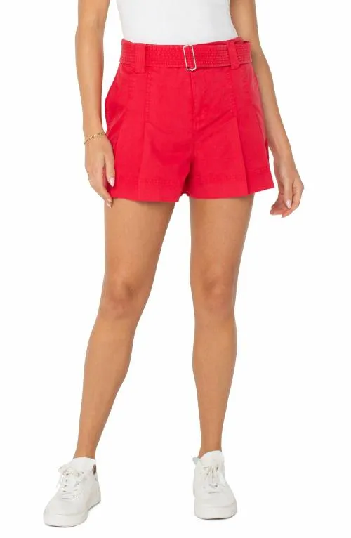 Women NonDenim Shorts Liverpool Los Angeles Pleated Trouser Short With Belt Geranium
