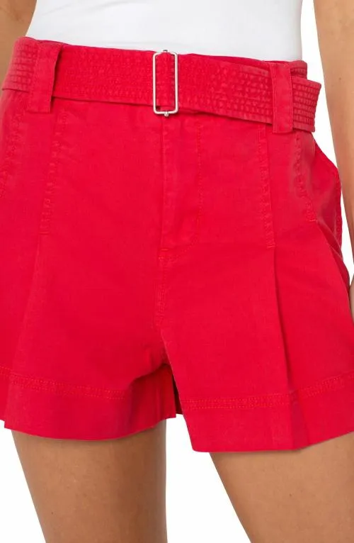 Women NonDenim Shorts Liverpool Los Angeles Pleated Trouser Short With Belt Geranium