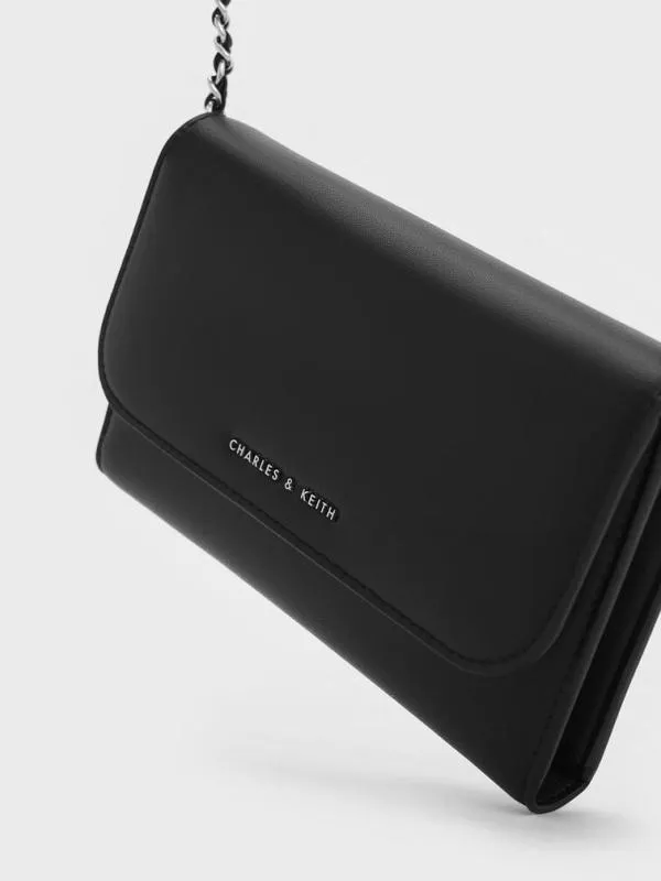 Women Octavia Front Flap Long Wallet 8211 Noir CHARLES and KEITH Wallets On Chain