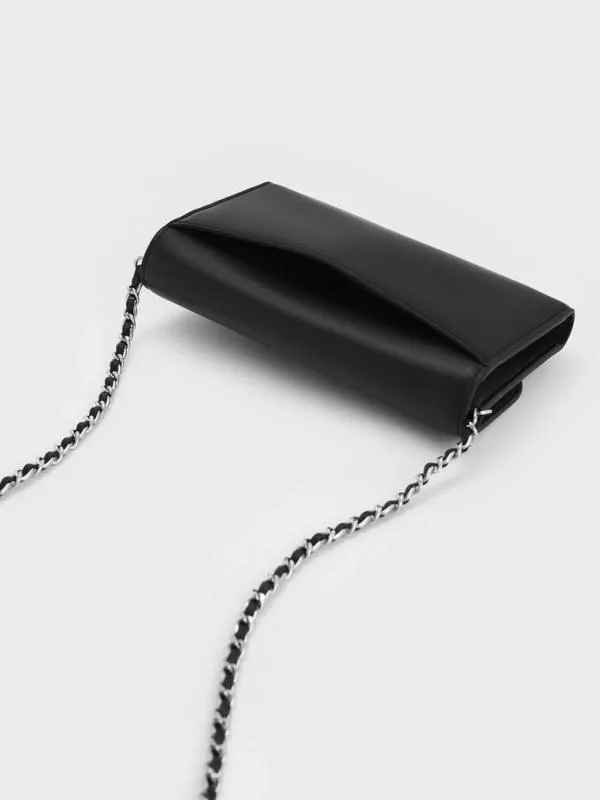 Women Octavia Front Flap Long Wallet 8211 Noir CHARLES and KEITH Wallets On Chain