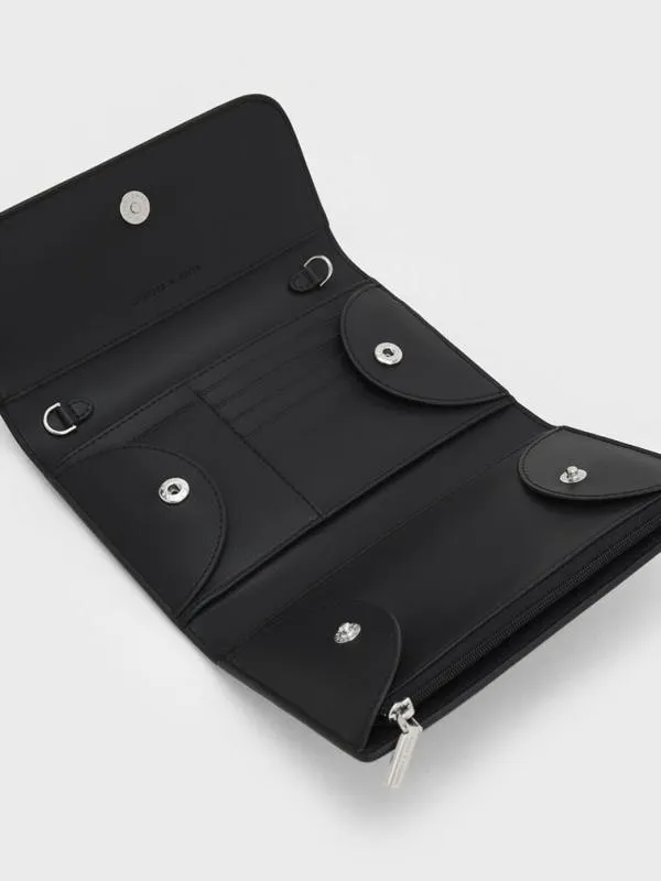 Women Octavia Front Flap Long Wallet 8211 Noir CHARLES and KEITH Wallets On Chain