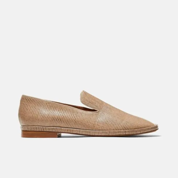 Women OLYMPIA Sand Beige Lizard Printed Clergerie Loafers and Moccasins