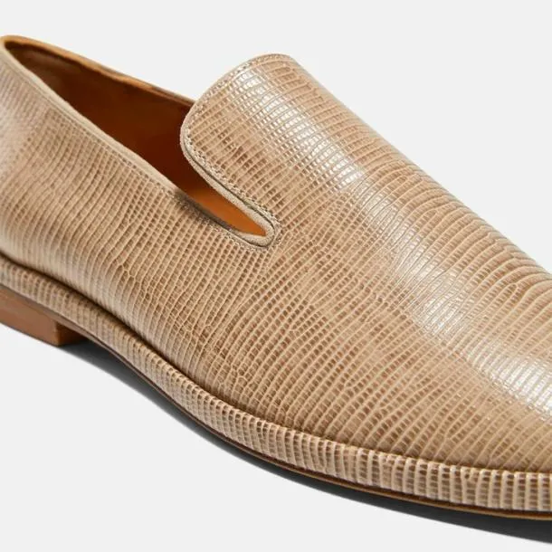 Women OLYMPIA Sand Beige Lizard Printed Clergerie Loafers and Moccasins