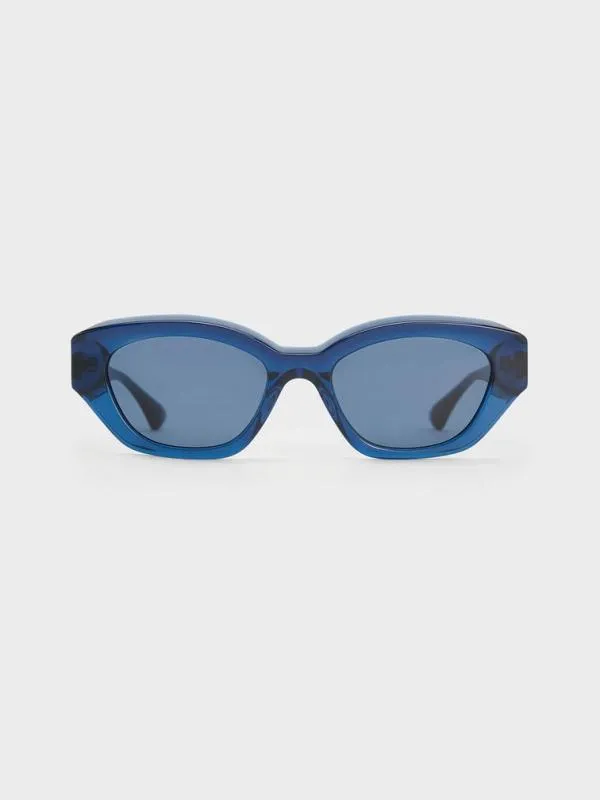 Women Onyx Recycled Acetate CatEye Sunglasses 8211 Blue CHARLES and KEITH Cateye