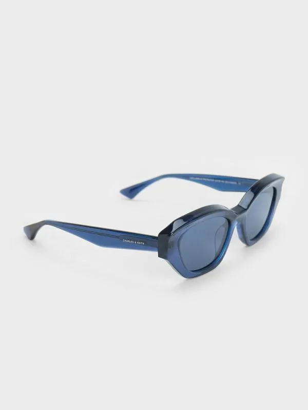 Women Onyx Recycled Acetate CatEye Sunglasses 8211 Blue CHARLES and KEITH Cateye