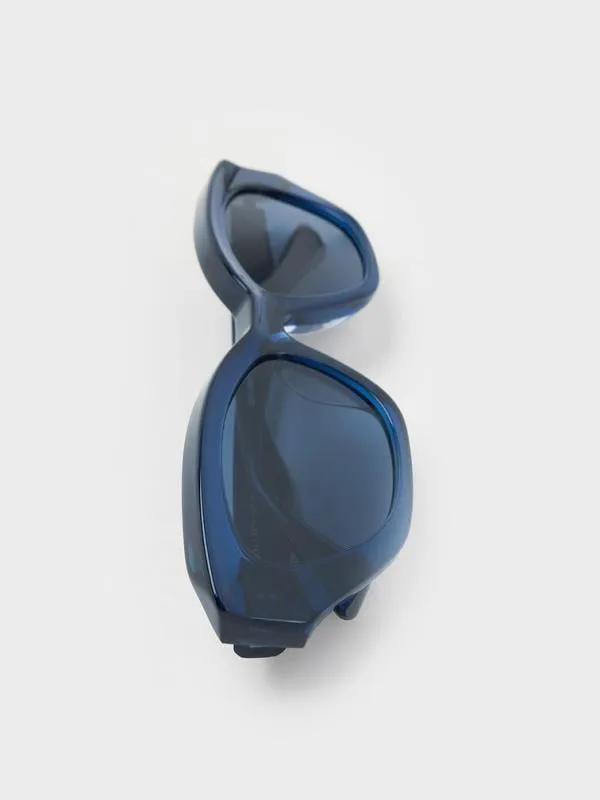 Women Onyx Recycled Acetate CatEye Sunglasses 8211 Blue CHARLES and KEITH Cateye