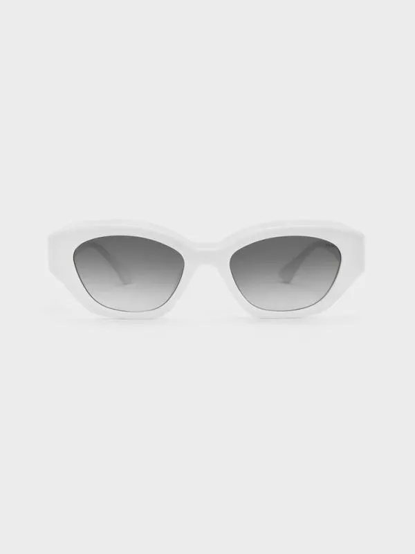 Women Onyx Recycled Acetate CatEye Sunglasses 8211 White CHARLES and KEITH Cateye