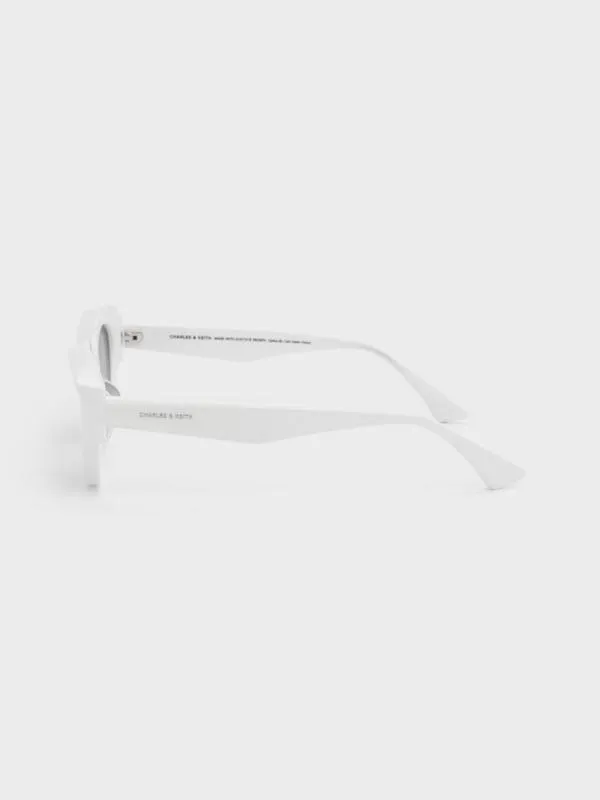 Women Onyx Recycled Acetate CatEye Sunglasses 8211 White CHARLES and KEITH Cateye
