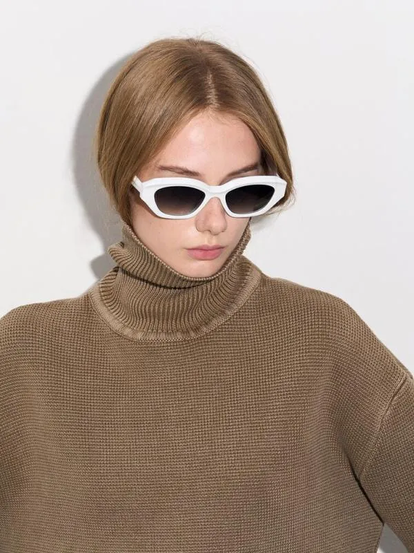 Women Onyx Recycled Acetate CatEye Sunglasses 8211 White CHARLES and KEITH Cateye