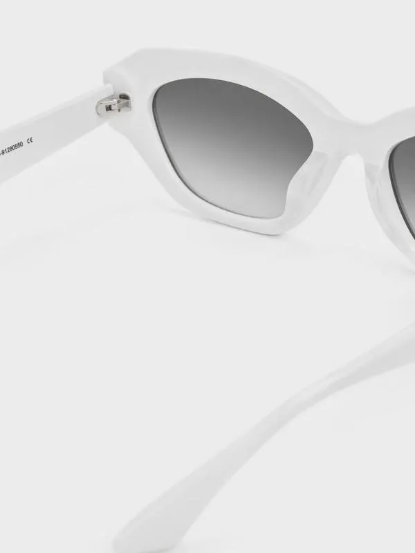 Women Onyx Recycled Acetate CatEye Sunglasses 8211 White CHARLES and KEITH Cateye