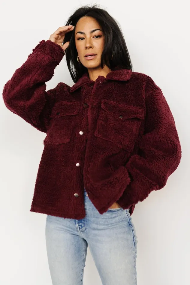 Women Outerwear Baltic Born Midtown Sherpa Jacket Burgundy