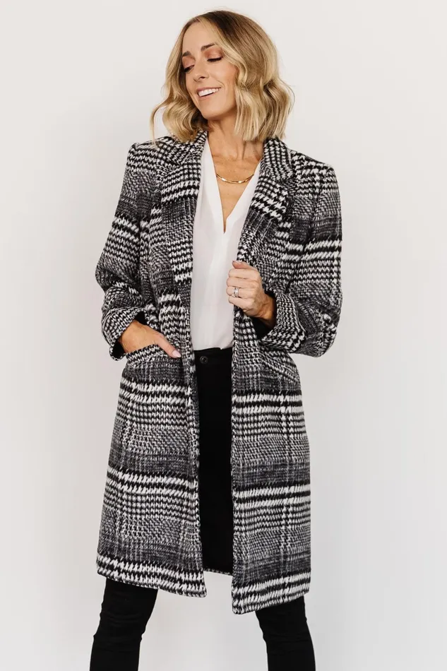Women Outerwear Baltic Born Townley Houndstooth Coat Black Off White