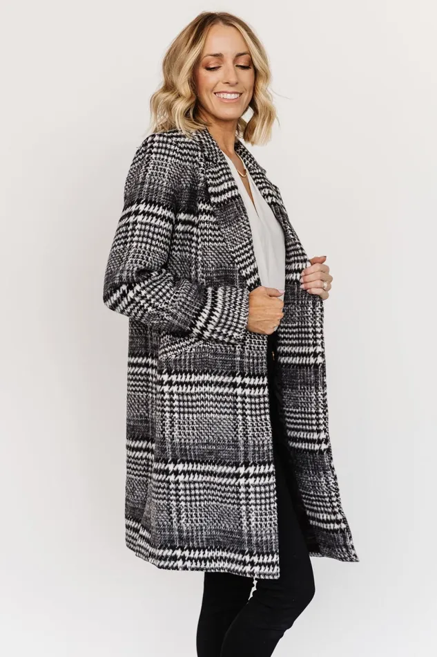 Women Outerwear Baltic Born Townley Houndstooth Coat Black Off White Women Outerwear Baltic Born Townley Houndstooth Coat Black Off White