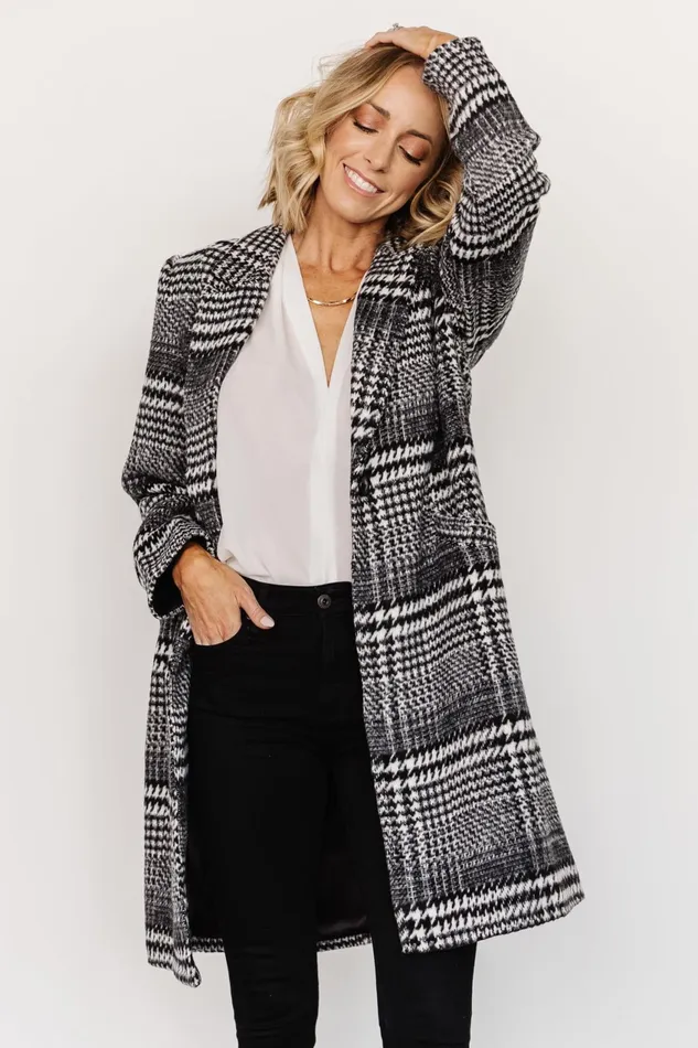 Women Outerwear Baltic Born Townley Houndstooth Coat Black Off White Women Outerwear Baltic Born Townley Houndstooth Coat Black Off White
