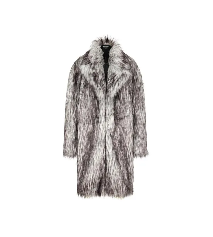Women Outerwear Tom Ford Faux Fur Coat White Grey