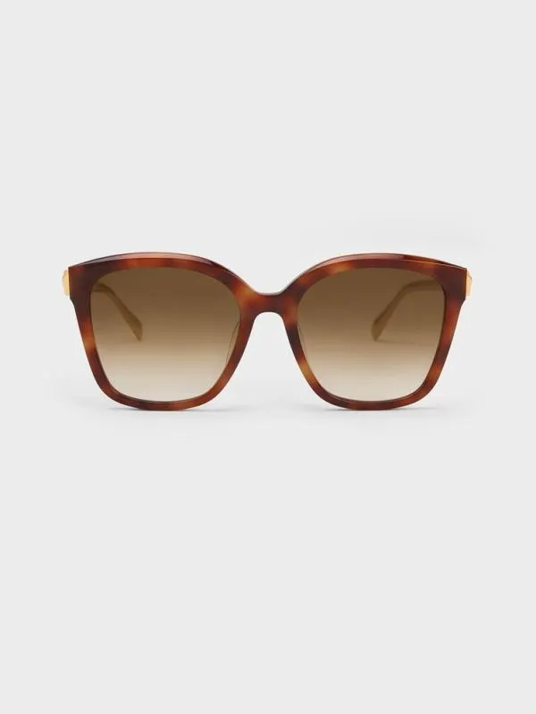 Women Oversized Square Acetate Sunglasses 8211 T Shell CHARLES and KEITH Square
