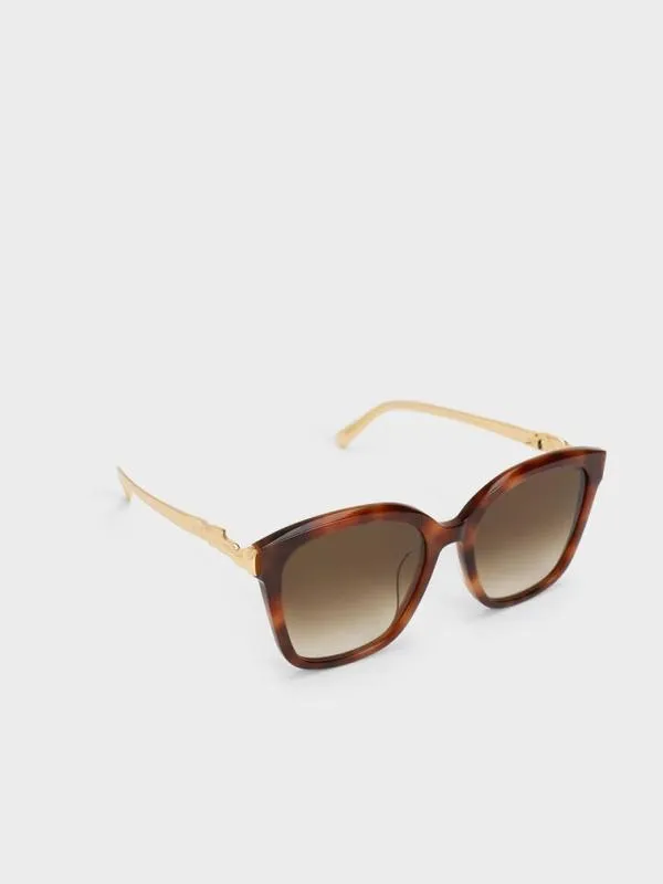 Women Oversized Square Acetate Sunglasses 8211 T Shell CHARLES and KEITH Square