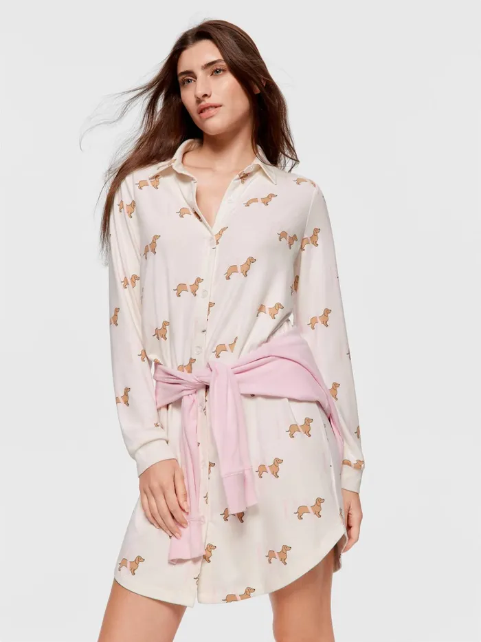Women PA Penny Long Sleeve Plush Nightshirt Multi Peter Alexander Lounge