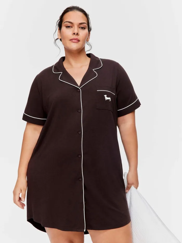 Women PA Plus Chocolate Bamboo Nightshirt Chocolate Peter Alexander Nighties