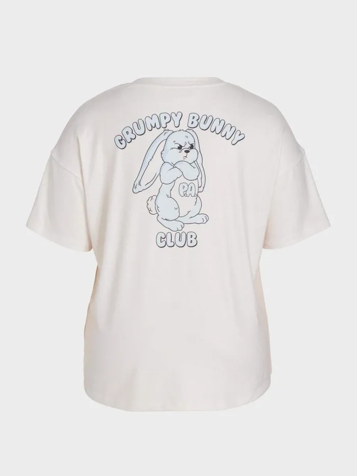 Women PA Plus Grumpy Bunny Plush Oversized Tee Oatmeal Peter Alexander Tops