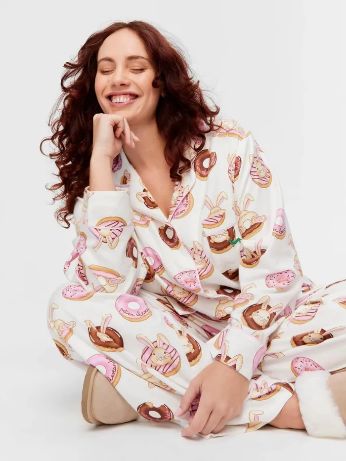 Women PA Plus Krispy Kreme Pink Bunnies Bamboo Flannelette Long Pj Set Multi Peter Alexander Sets and Onesies