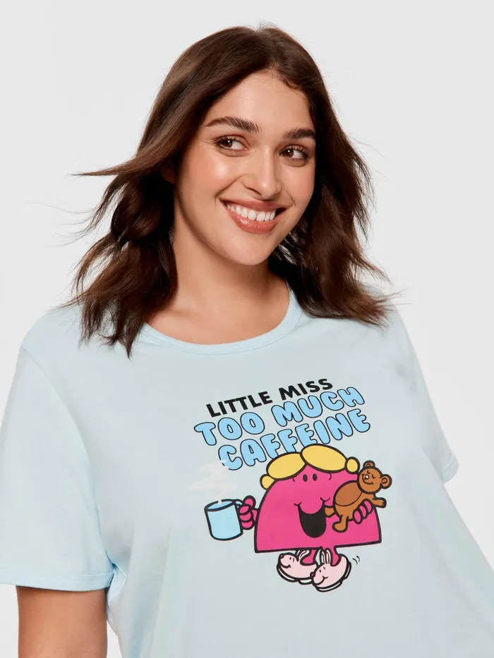 Women PA Plus Little Miss Caffeine Tee Pale Blue Peter Alexander Tops