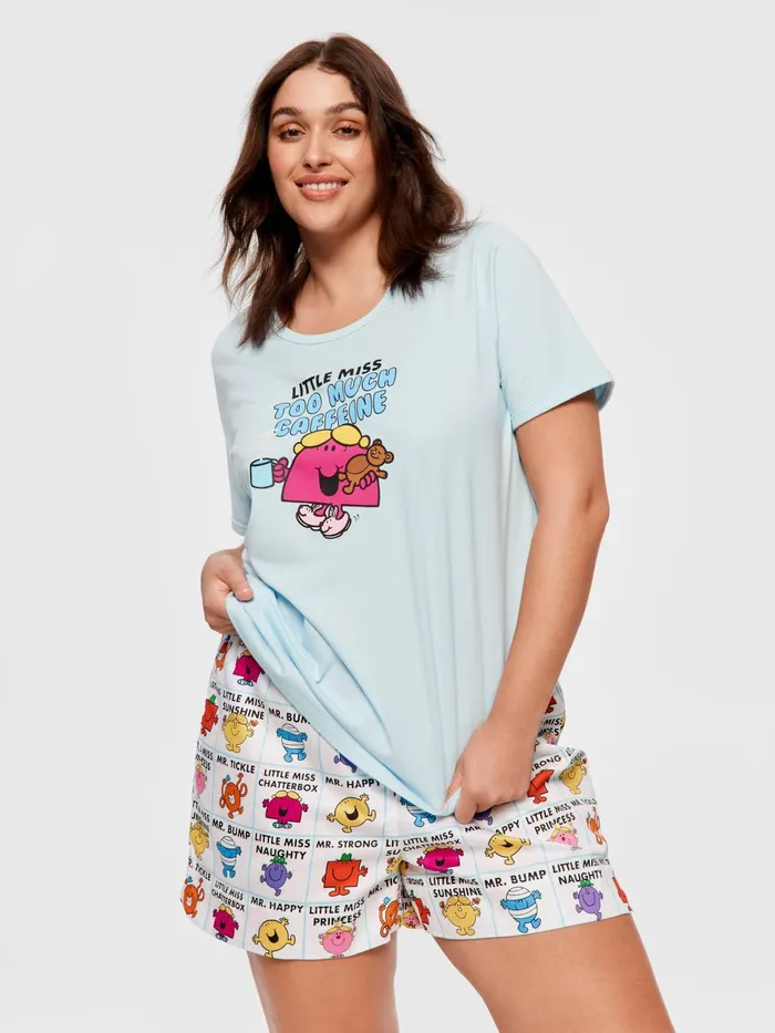 Women PA Plus Little Miss Caffeine Tee Pale Blue Peter Alexander Tops