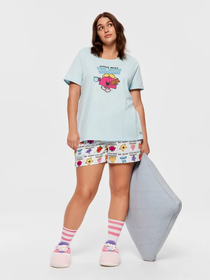 Women PA Plus Little Miss Caffeine Tee Pale Blue Peter Alexander Tops