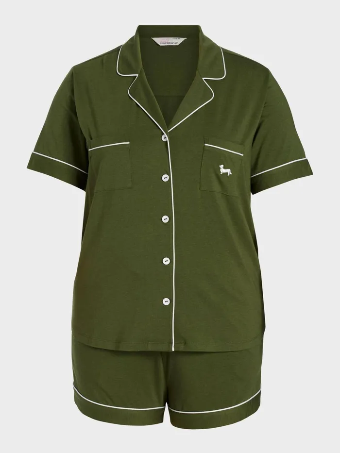 Women PA Plus Olive Bamboo Shortie Pj Set Green Peter Alexander Sets and Onesies