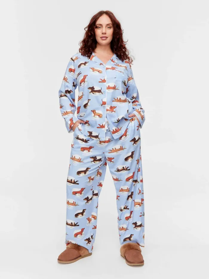 Women PA Plus Penny Spot Bamboo Flannelette Long Pj Set Multi Peter Alexander Sets and Onesies
