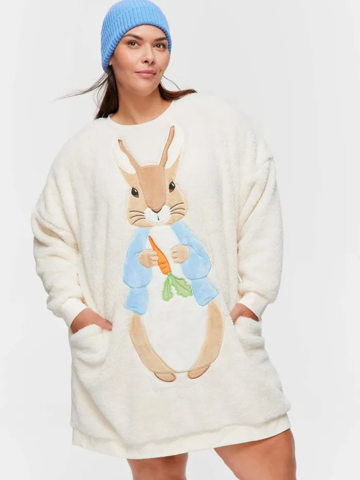 Women PA Plus Peter Rabbit Fleece Sweater Nightie Multi Peter Alexander Nighties