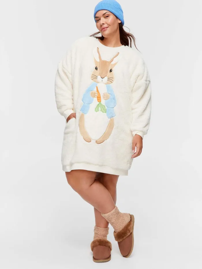 Women PA Plus Peter Rabbit Fleece Sweater Nightie Multi Peter Alexander Nighties