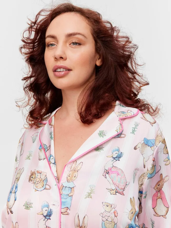 Women PA Plus Peter Rabbit Satin Long Sleeve Pj Set Multi Peter Alexander Satin