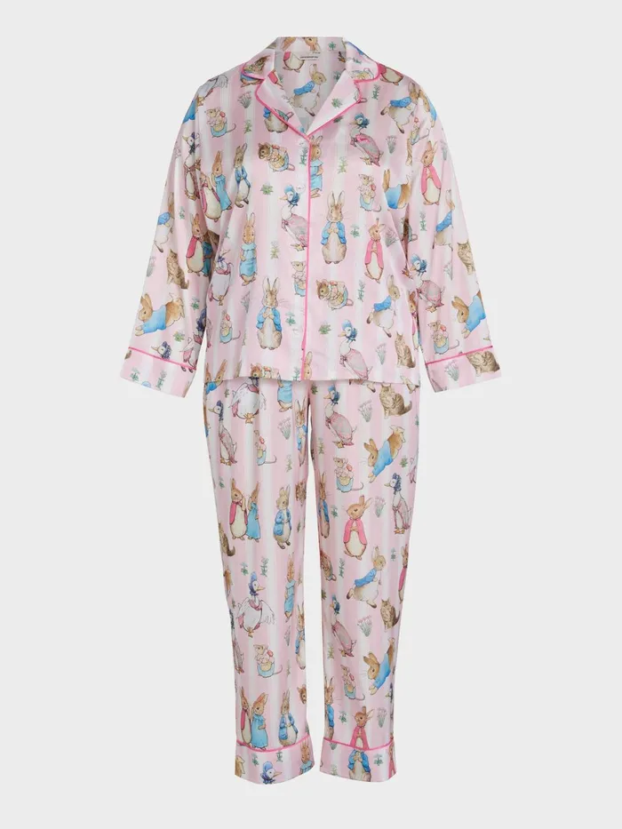 Women PA Plus Peter Rabbit Satin Long Sleeve Pj Set Multi Peter Alexander Satin