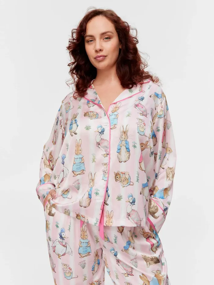 Women PA Plus Peter Rabbit Satin Long Sleeve Pj Set Multi Peter Alexander Sets and Onesies