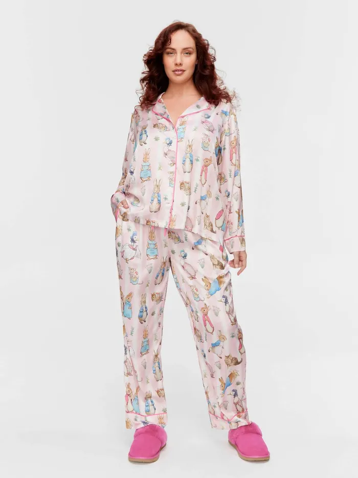 Women PA Plus Peter Rabbit Satin Long Sleeve Pj Set Multi Peter Alexander Sets and Onesies