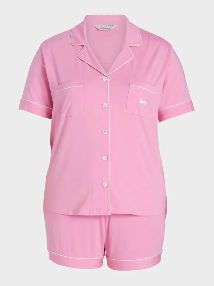 Women PA Plus Pink Bamboo Shortie Pj Set Pink Peter Alexander Sets and Onesies