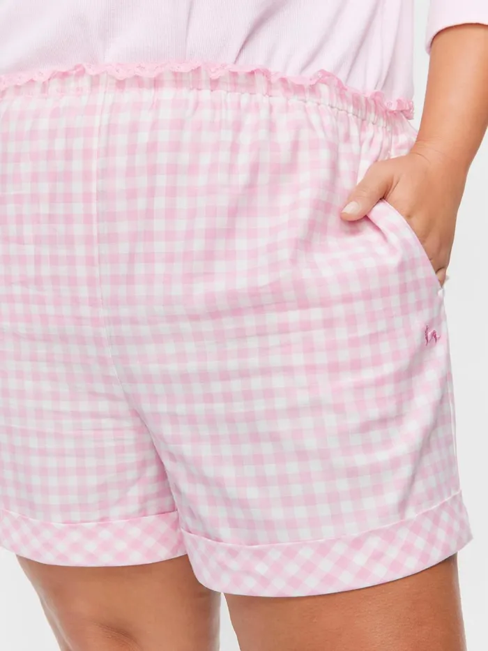 Women PA Plus Pink Gingham Check Mid Short Multi Peter Alexander Shorts