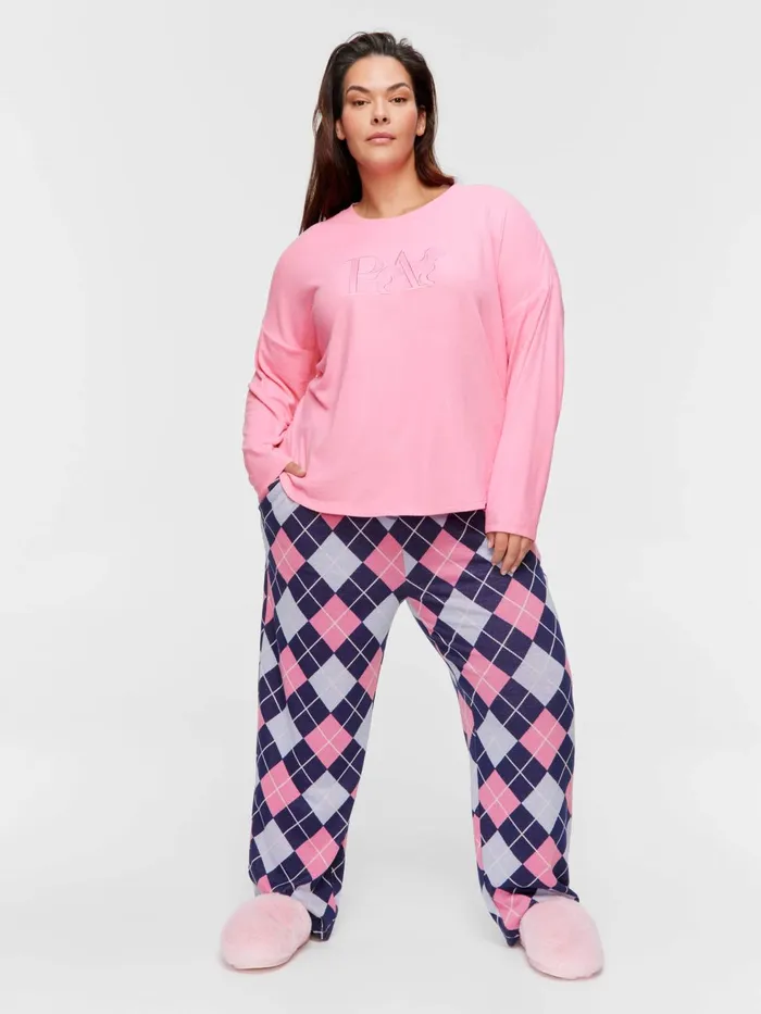 Women PA Plus Pink Plush Logo Sweater Pink Peter Alexander Tops