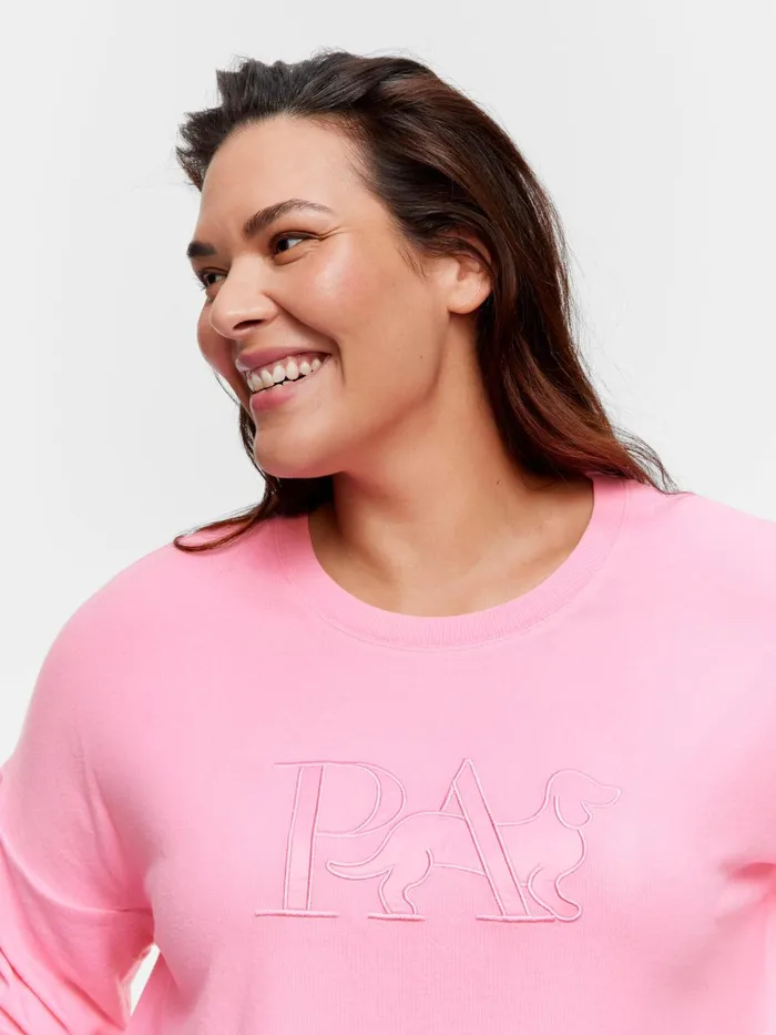 Women PA Plus Pink Plush Logo Sweater Pink Peter Alexander Tops