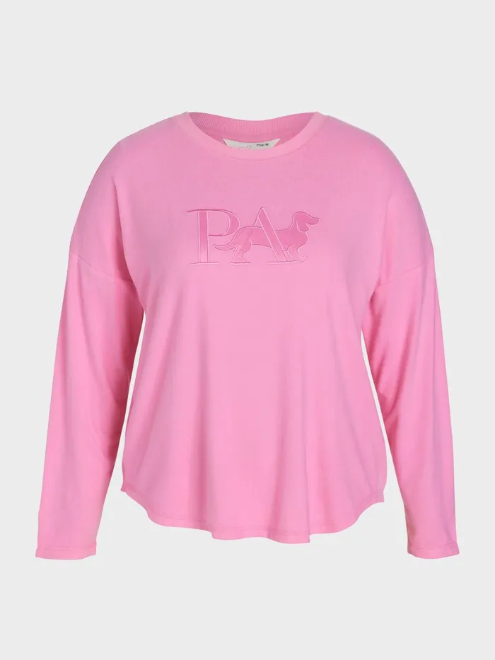 Women PA Plus Pink Plush Logo Sweater Pink Peter Alexander Tops