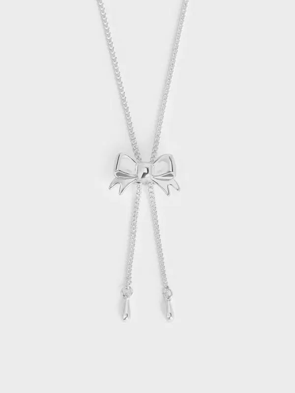 Women Paige Ribbon Necklace 8211 Silver CHARLES and KEITH Necklaces