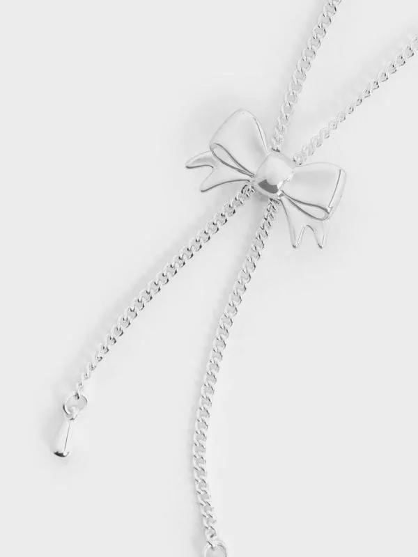 Women Paige Ribbon Necklace 8211 Silver CHARLES and KEITH Necklaces Women Paige Ribbon Necklace 8211 Silver CHARLES and KEITH Necklaces